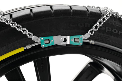 NX-7 - Catene da neve per autovetture, doppia sezione 7/9 mm — guanti di protezione e maglie di riparazione in dotazione