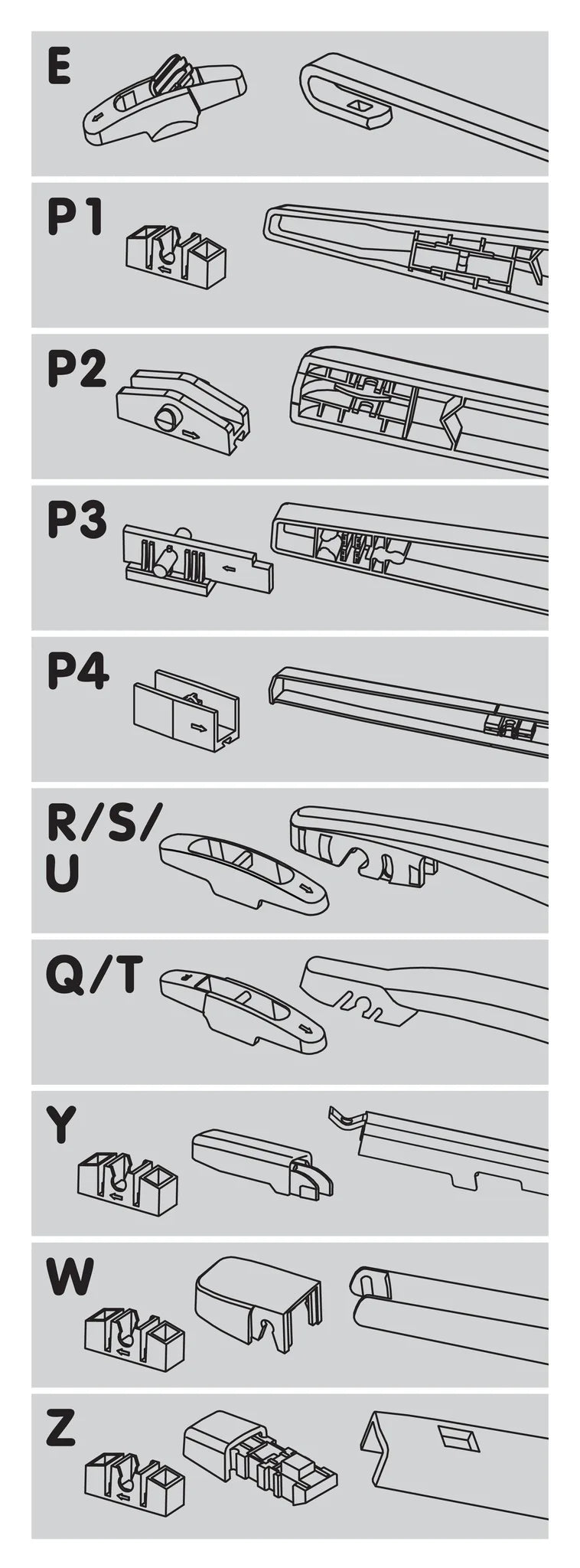 Disegno tecnico quotato di One Fit Flat, spazzola tergicristallo posteriore tipo flat, con le misure