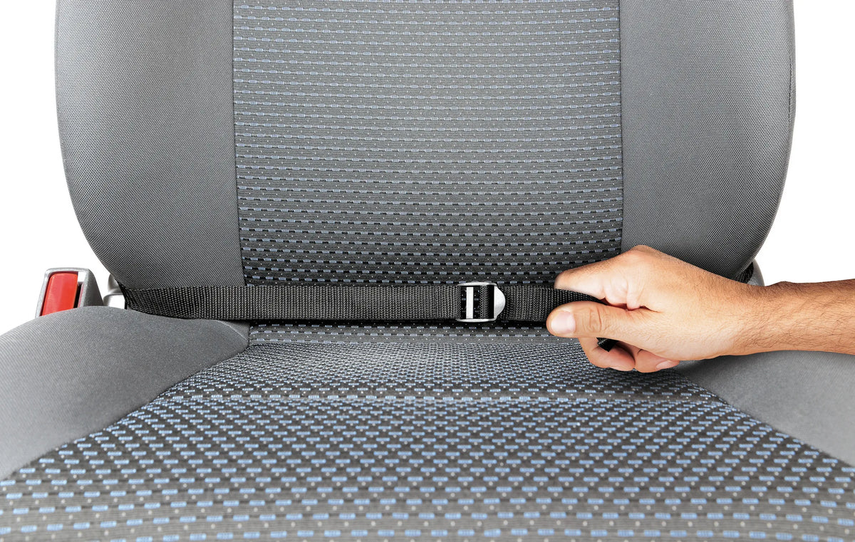 Organizer con porta tablet per sedili montato sul veicolo