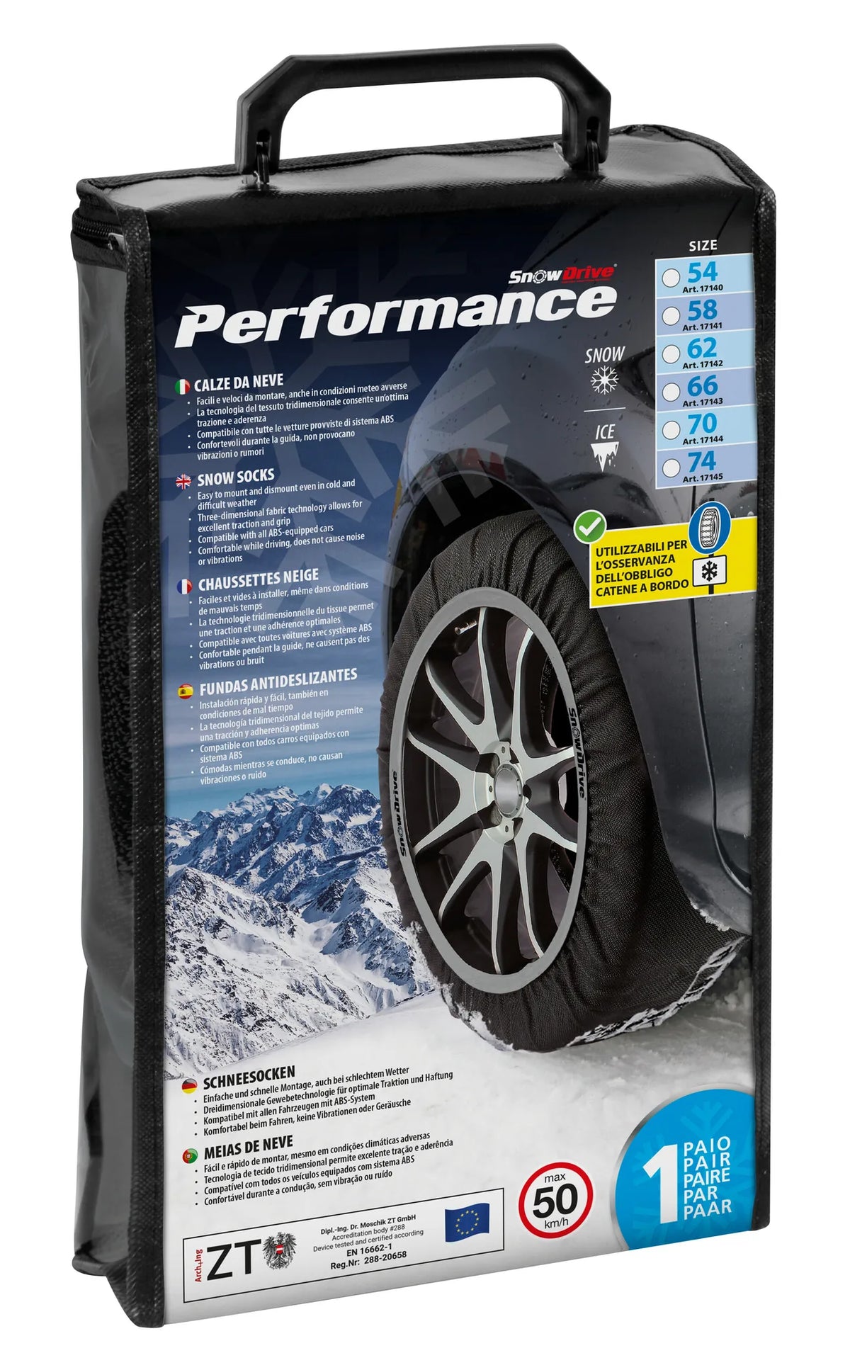La confezione di Performance, coppia di calze da neve per auto