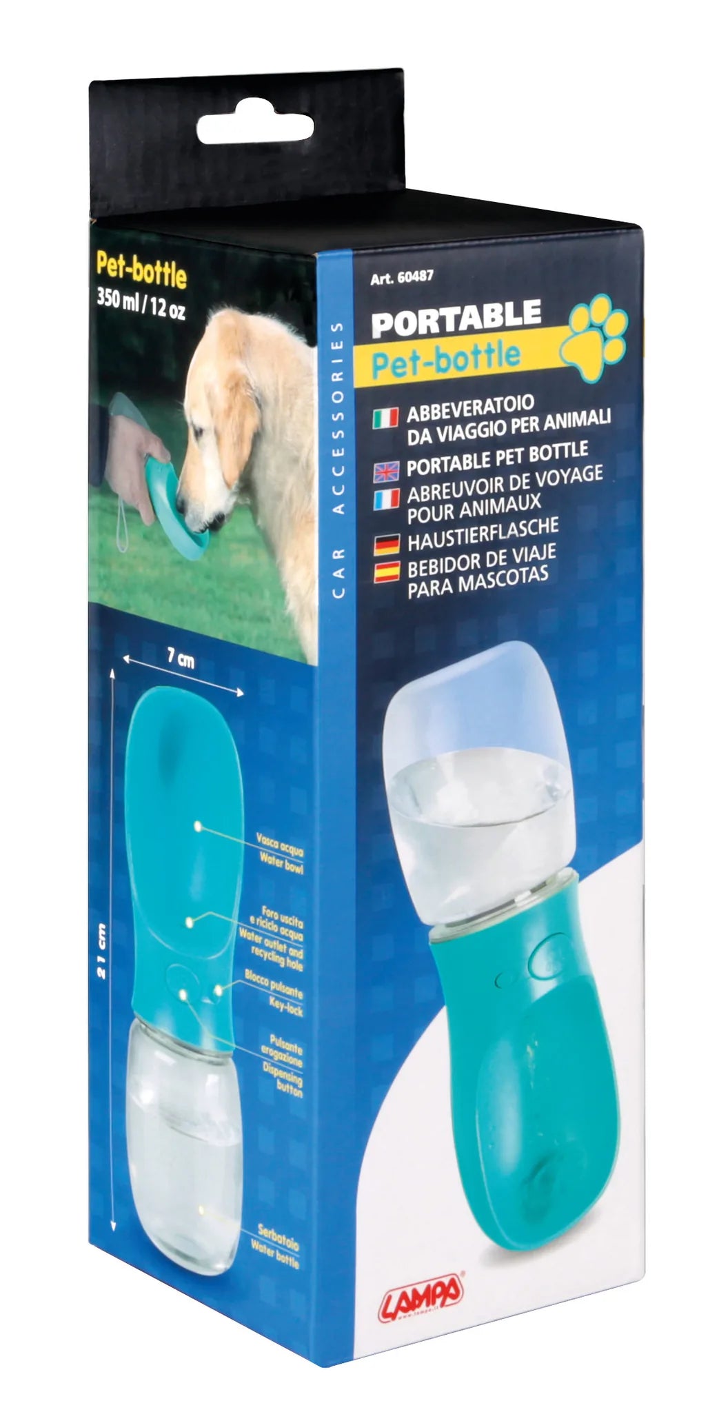 La confezione di Pet-bottle, abbeveratoio da viaggio per animali - 350 ml