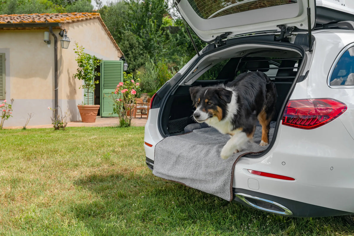 Pet Mat 3 in 1, lettino, tappeto baule e protezione paraurti montato sul veicolo