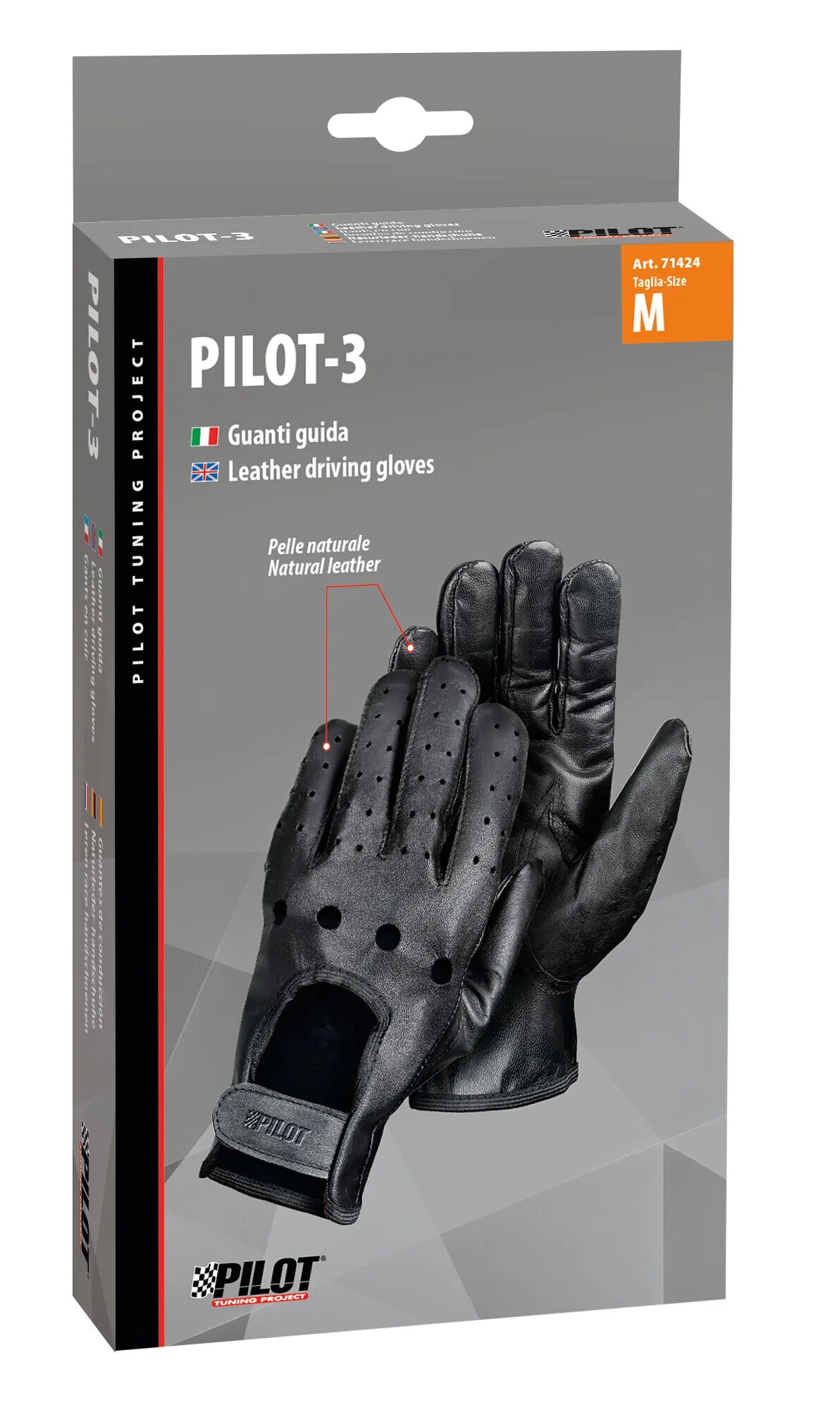 La confezione di Pilot-3, guanti guida - L