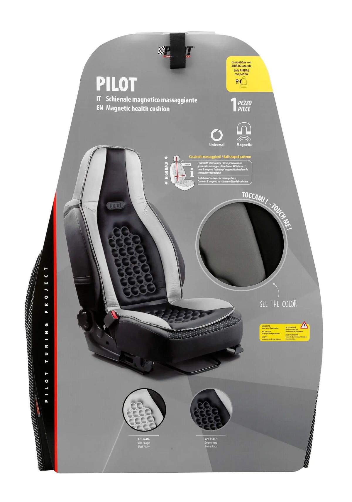 La confezione di Pilot, schienale magnetico massaggiante - Nero/Grigio