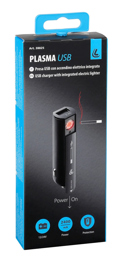 La confezione di Plasma Usb, caricabatteria 1 porta Usb con accendino