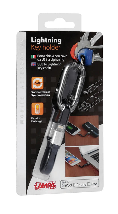 La confezione di Portachiave con cavo Usb > Lightning, 10 cm - Blister 1 pz
