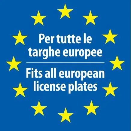 Disegno tecnico quotato di Portatarga posteriore Europeo universale, con le misure, vista 2