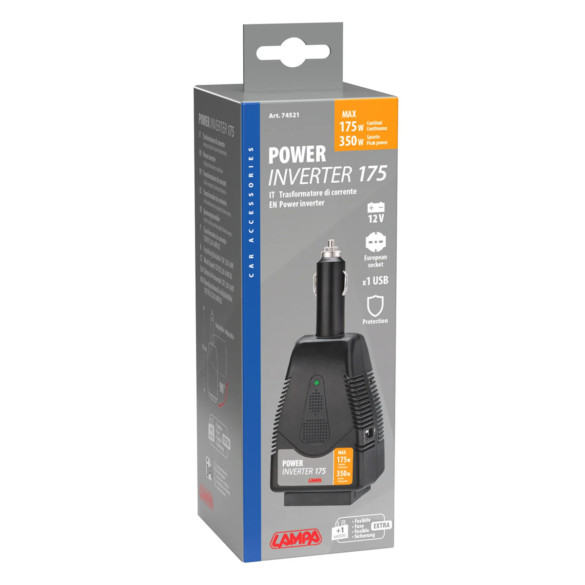 La confezione di Power Inverter 175, trasformatore 12V > 220V