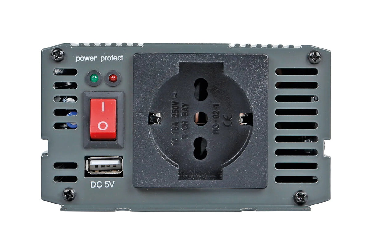 Power Inverter 300, trasformatore 12V > 220V su fondo bianco, vista 4