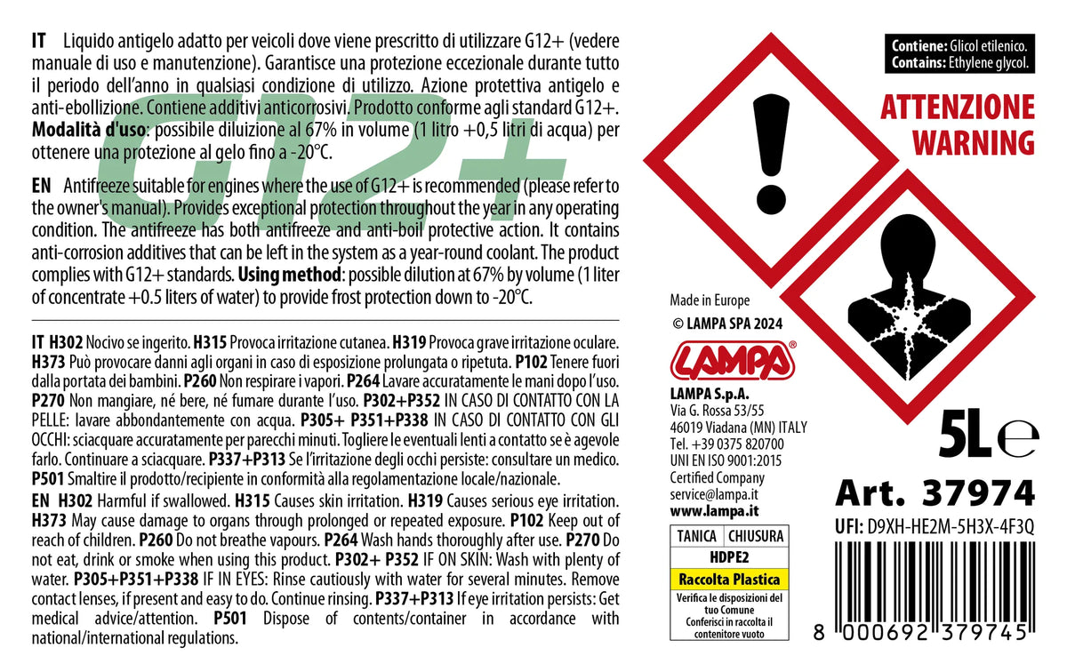 La confezione di Premium Series Verde G12+, liquido antigelo radiatore