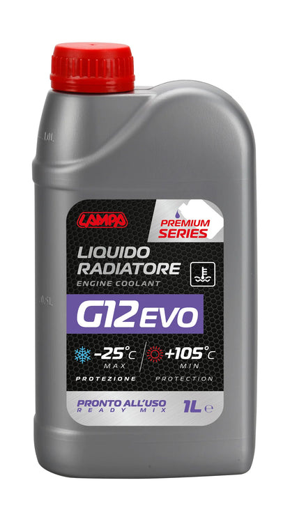 Premium Series Viola G12 Evo, liquido antigelo radiatore su fondo bianco
