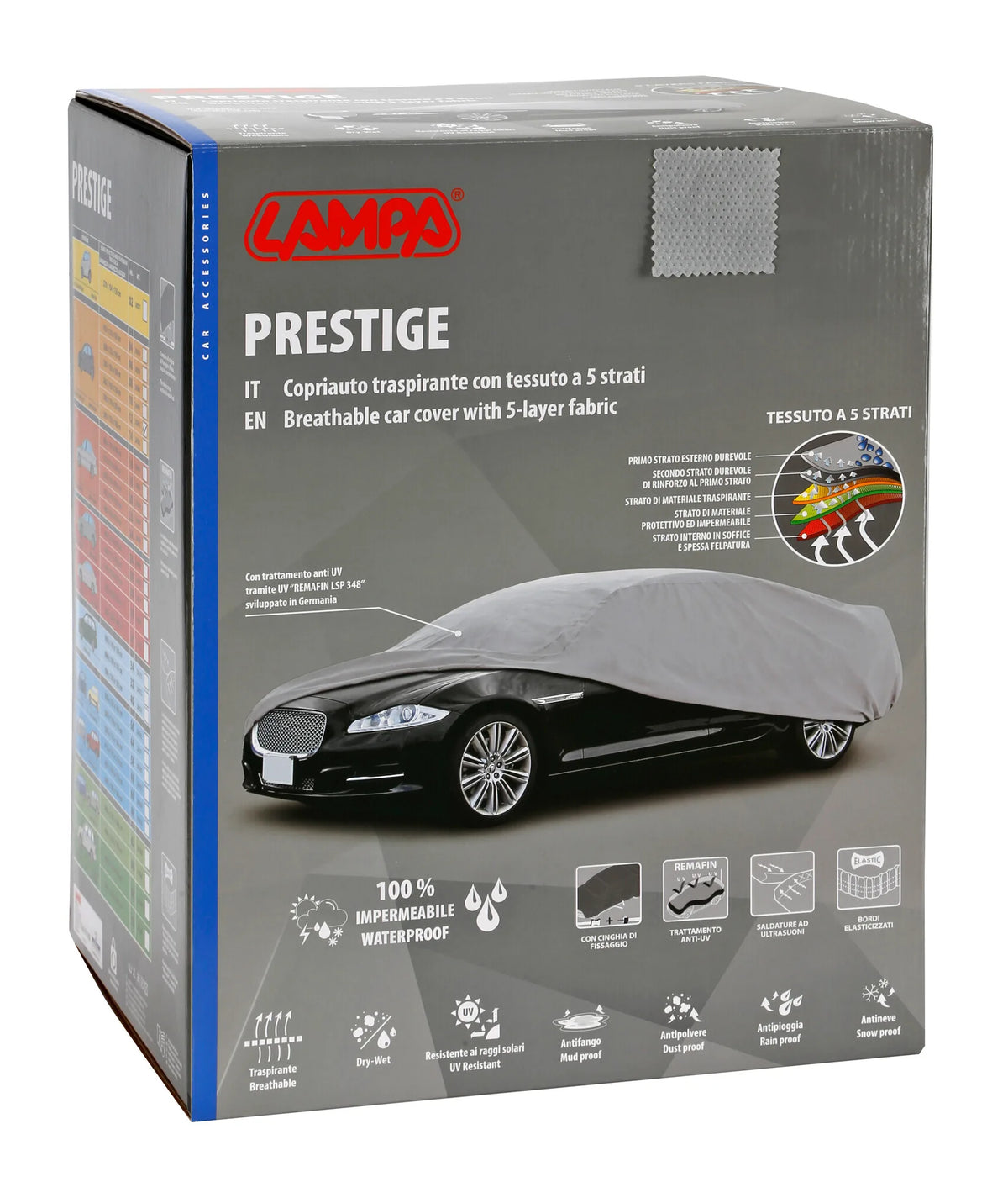 La confezione di Prestige, copriauto