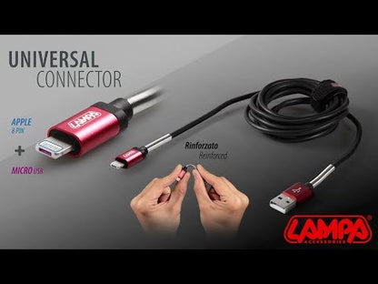 Video di montaggio di Caricabatteria Lampa, cavo Apple 8 pin/Micro USB integrato con 1 porta USB - Fas