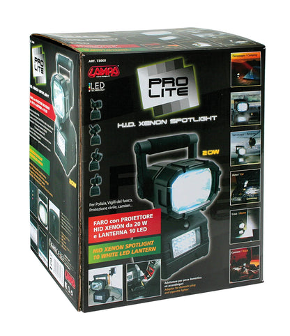 La confezione di Pro Lite, Faro con proiettore HID Xenon 20W e lanterna 10