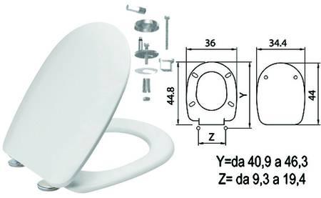 Sedile wc in termoindurente passepartout bianco cerniere inox h050 SANIPLAST