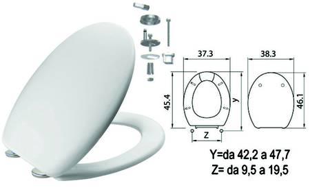 Sedile wc in termoindurente mambo bianco cerniere inox h050 SANIPLAST