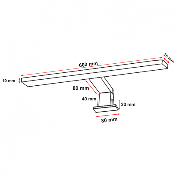 lampada Applique da bagno led cm. 60 cromo lampo