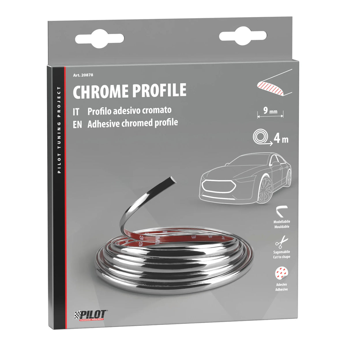 La confezione di Profilo adesivo cromato - 4 m - 9 mm