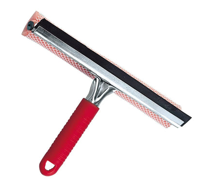 Pulivetro metallo professionale - 25 cm — lama in gomma naturale e spugna con rete antinsetti. Manico cm 14