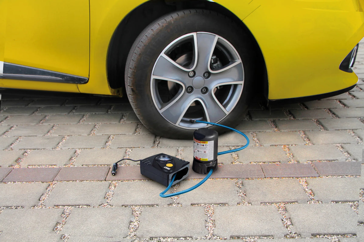 Pump-Jet & Fix Basic, kit riparazione pneumatici, 12V montato sul veicolo