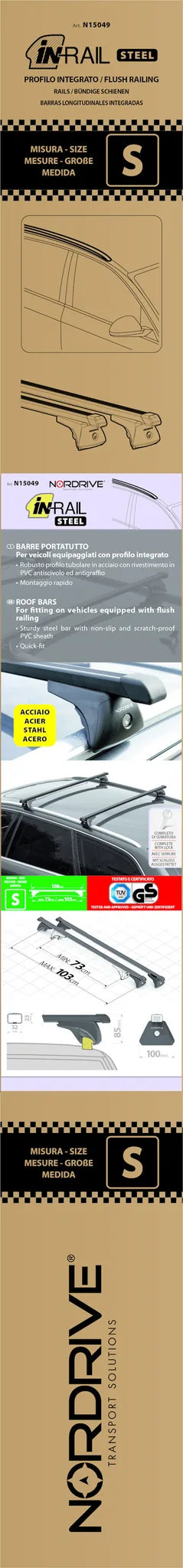 La confezione di Quadra In-Rail, set completo barre portatutto in acciaio