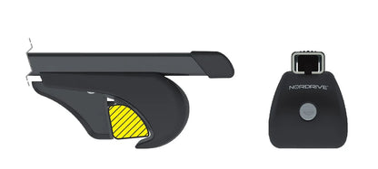 Disegno tecnico quotato di Quadra Rail, set completo barre portatutto in acciaio, con le misure, vista 3