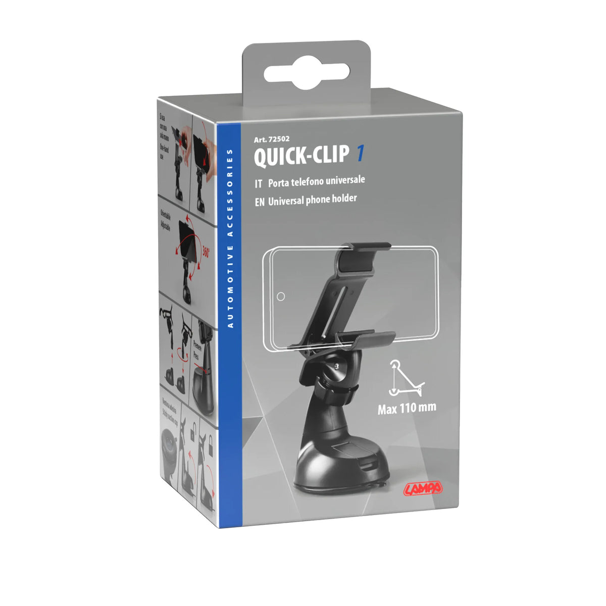 La confezione di Quick-Clip 1, portatelefono universale
