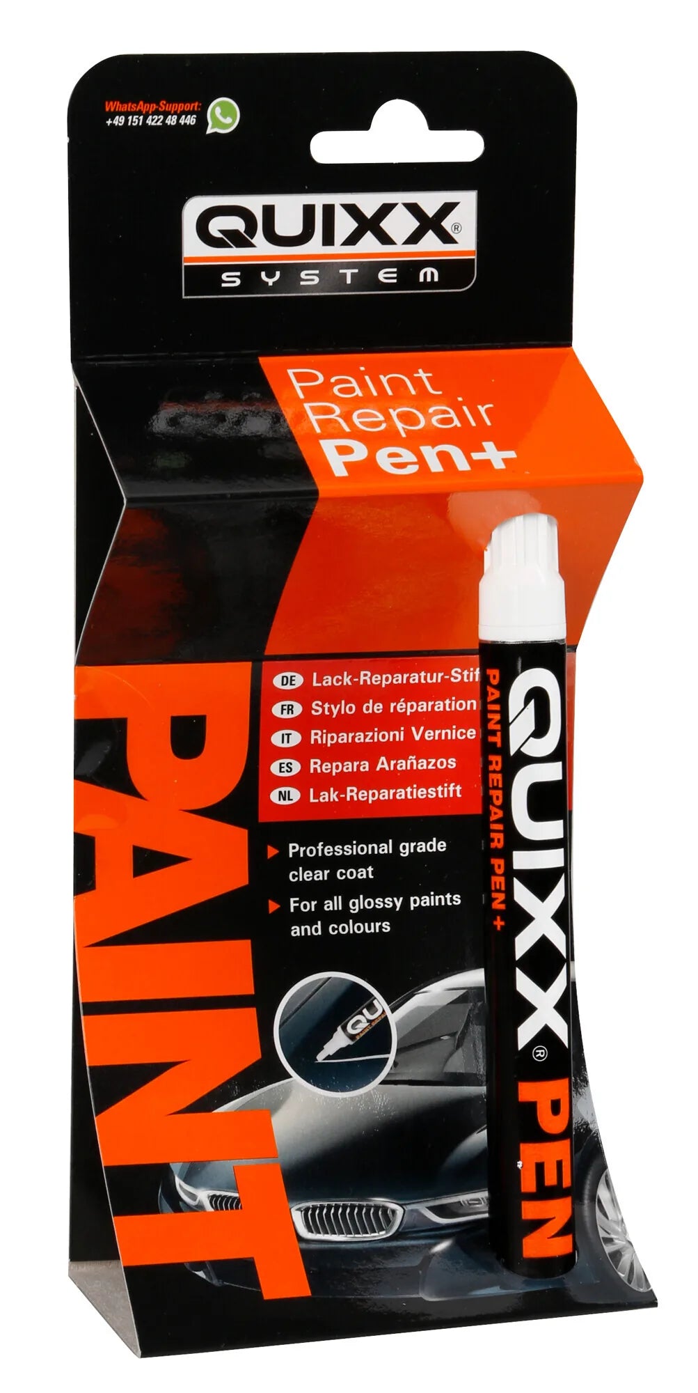 La confezione di Quixx penna per riparazioni vernice