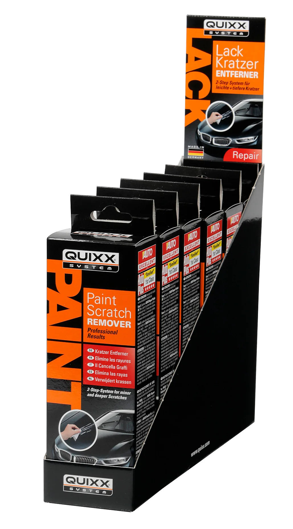 La confezione di Quixx rimuovi-graffi per superfici verniciate, vista 2
