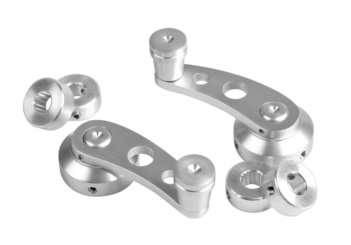 Racing Levers, kit leve alzacristalli - 6 cm - Alluminio su fondo bianco