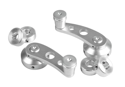 Racing Levers, kit leve alzacristalli - 6 cm - Alluminio su fondo bianco