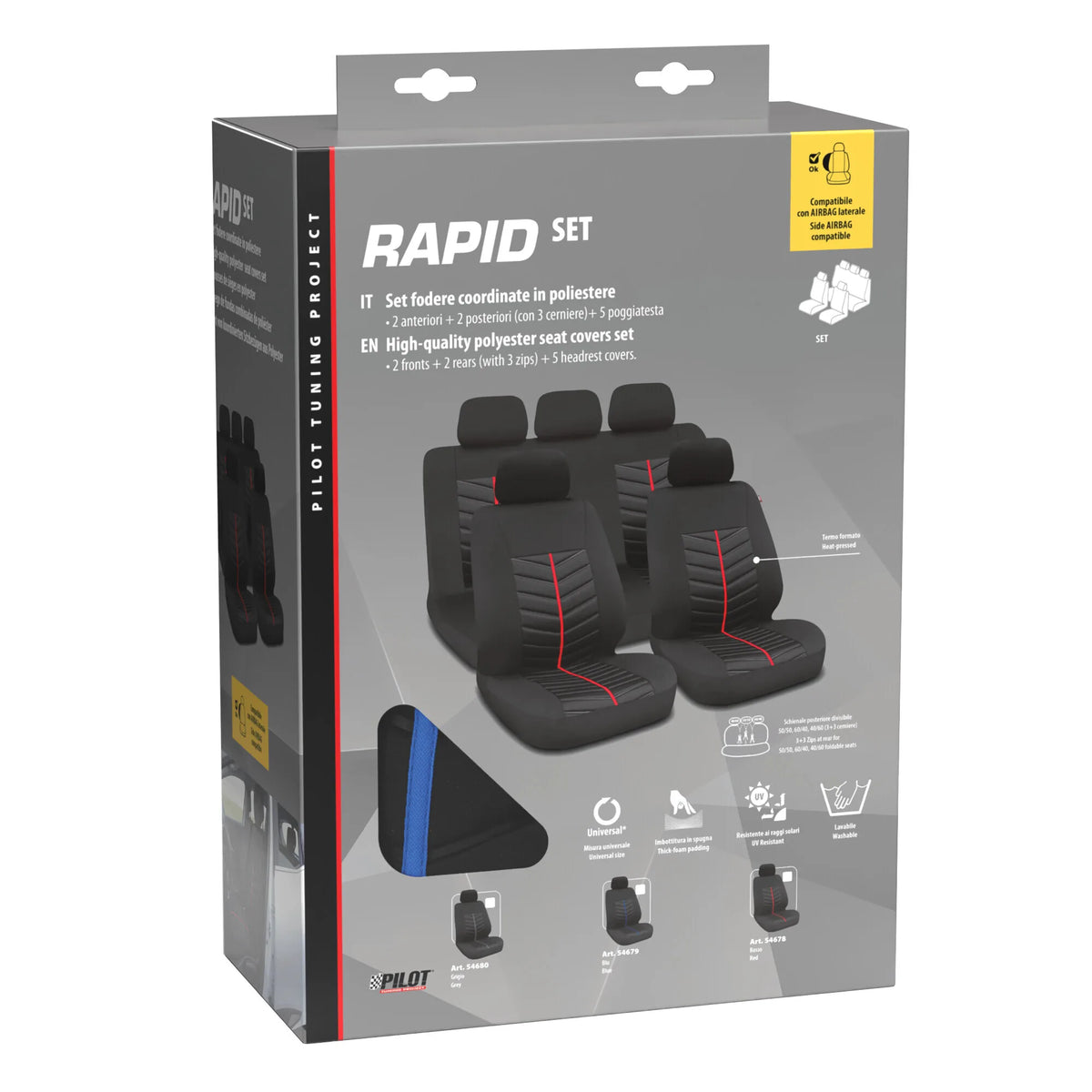 La confezione di Rapid, set fodere coordinate - Nero/Rosso