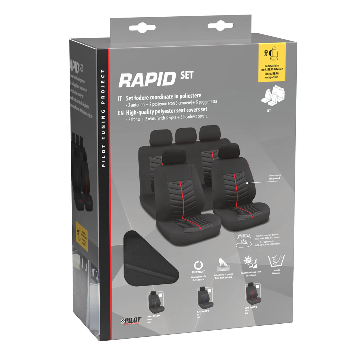 La confezione di Rapid, set fodere coordinate - Nero/Rosso