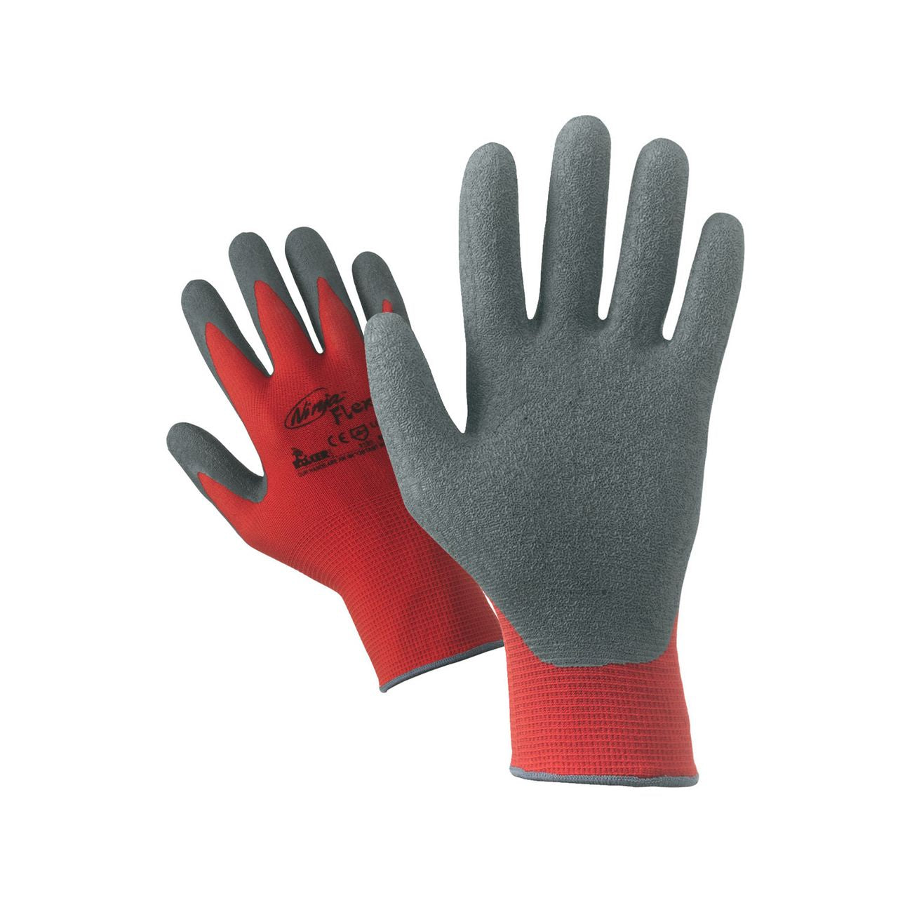 Guanti nylon/lattice rosso/grigio - 12 paia