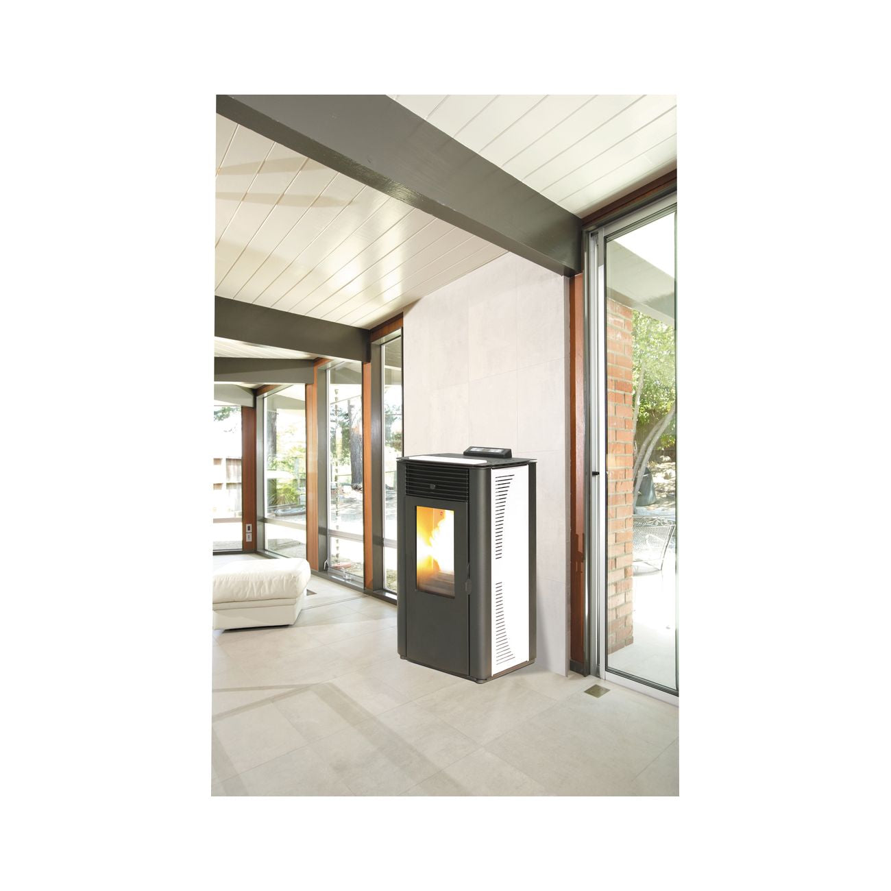 Stufa pellet 14 kw king 14 idro bianco