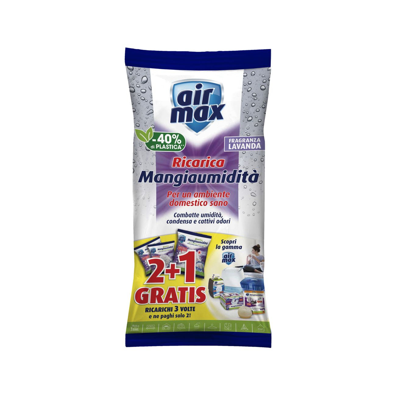 Airmax assorbiumidita ric. sali lavanda 450 g 3 pz - 12 pz