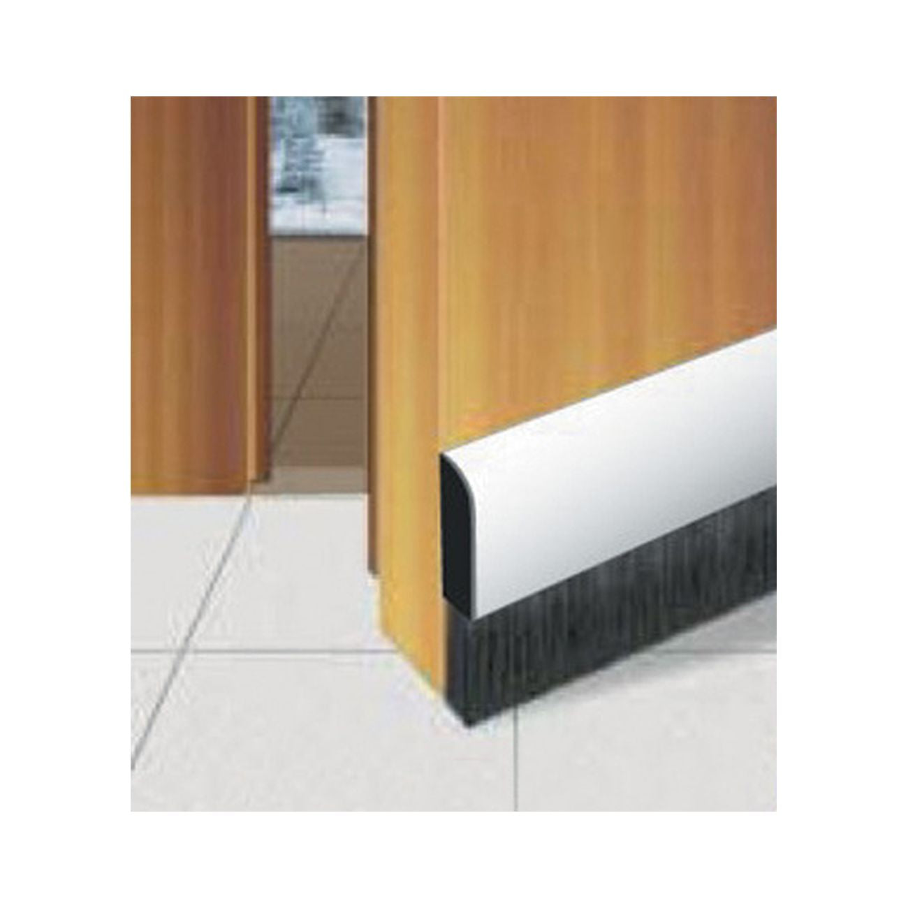 Sottoporta pvc con spazz.a molla bianco mt.1