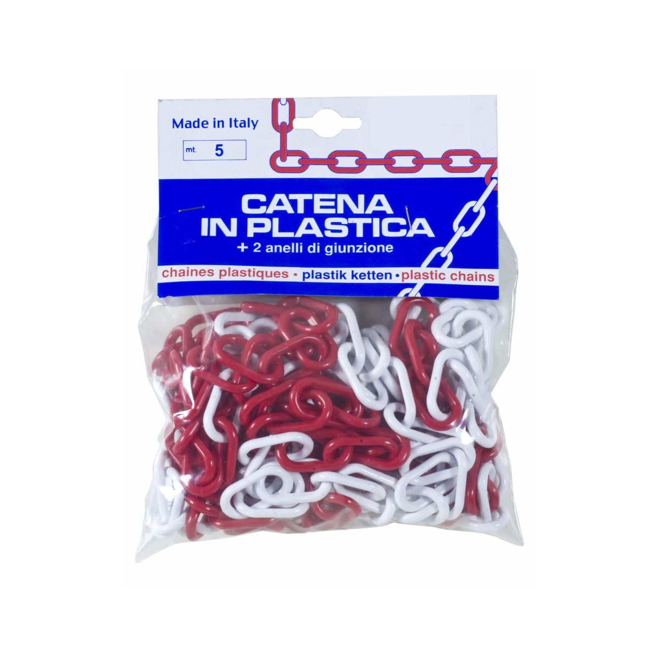 Pl catena plastica bianco/rosso d.6 da 5 m