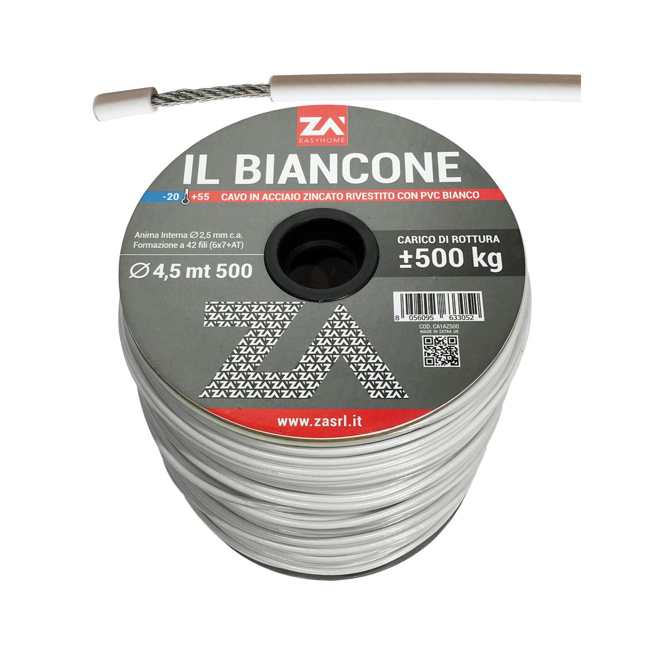 Filo stendibiancheria biancone zincato 4,5 mm - 500 mt