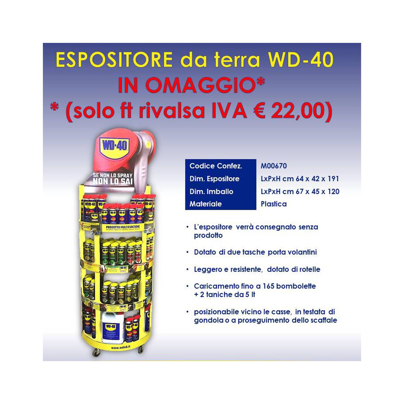 Espositore  a pavimento wd40 vuoto md00670