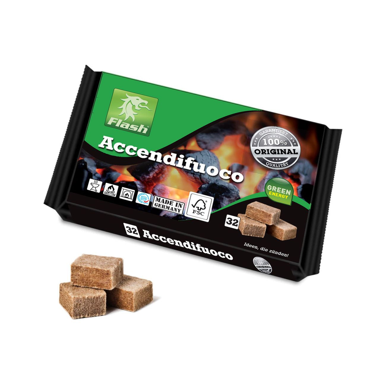 Accendifuoco 32 cubi flash ecologico - 24 pz