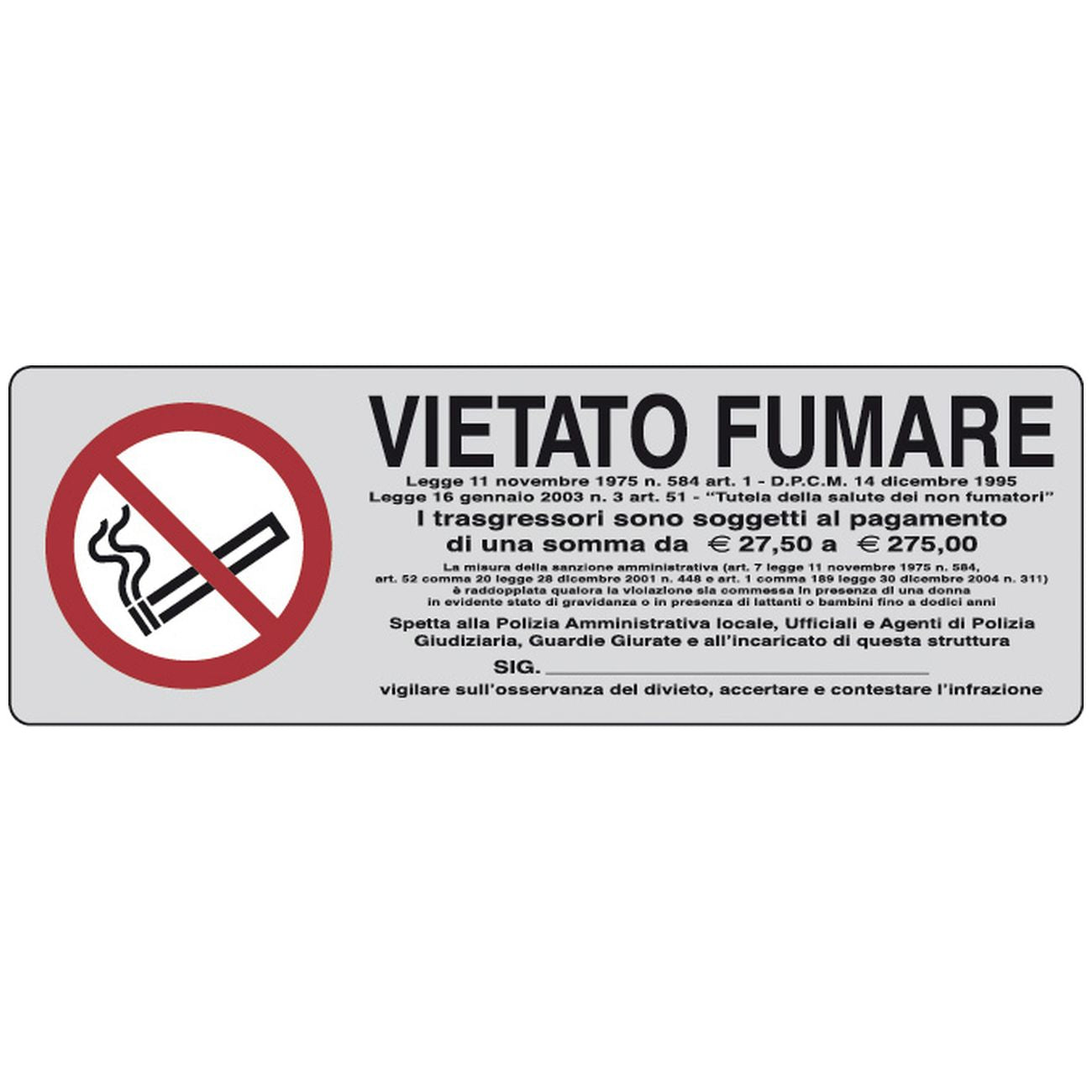 Etichetta adesiva 150x50 vietato fumare - 10 pz