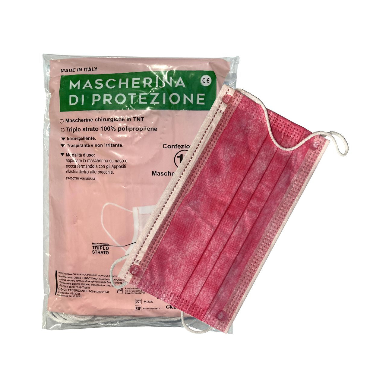 Mascherina chirurgica col.rosa pz 10