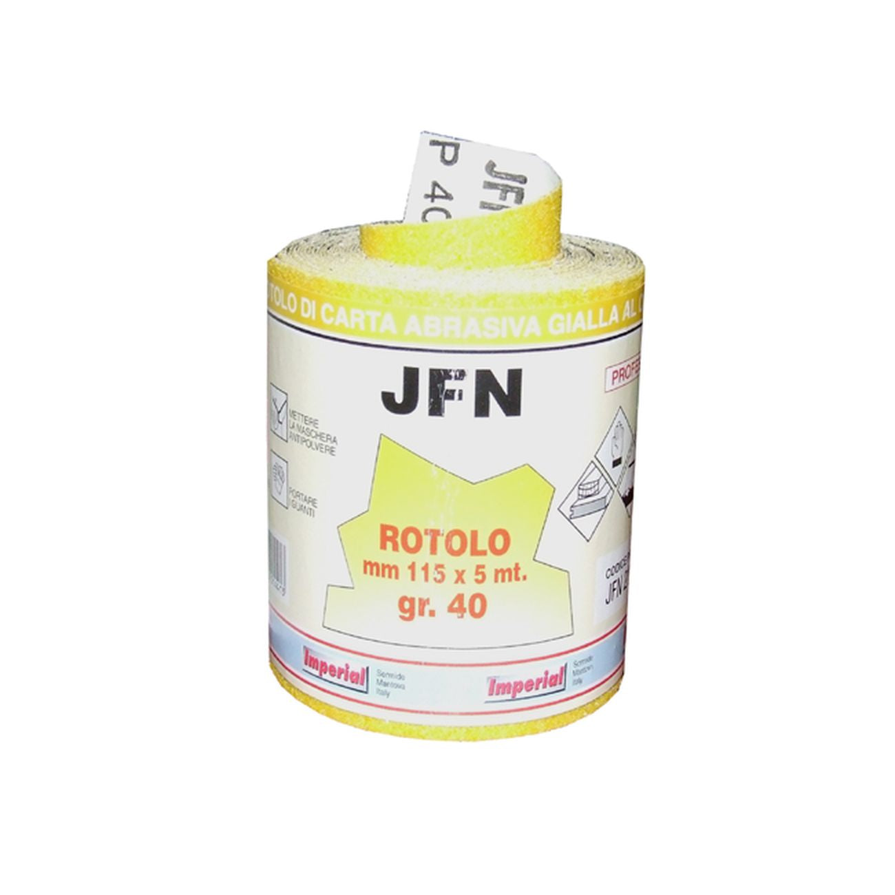 Carta abrasiva al corindone giallo JFN - Mini rolls - Rotolo da 5 mt - h 115mm