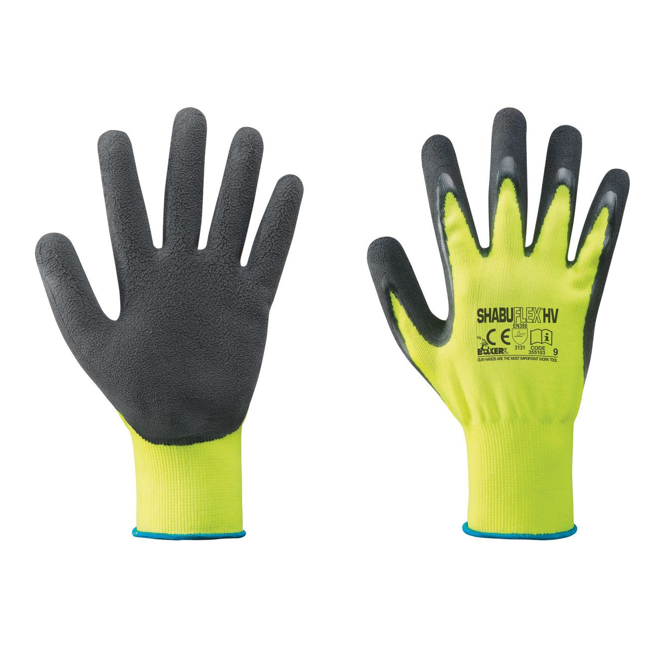 Guanti nylon/lattice giallo fluo/nero - 12 paia