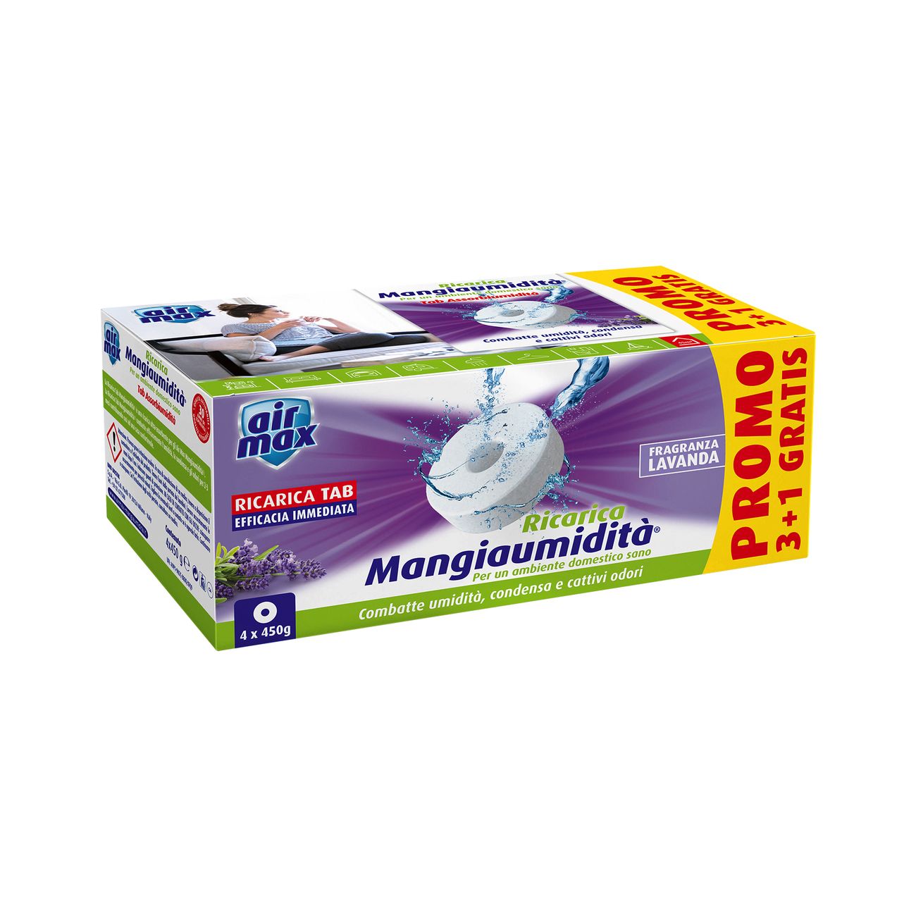 Airmax assorbiumidita ric. tab lavanda 4 pz x450 g - 6 conf.