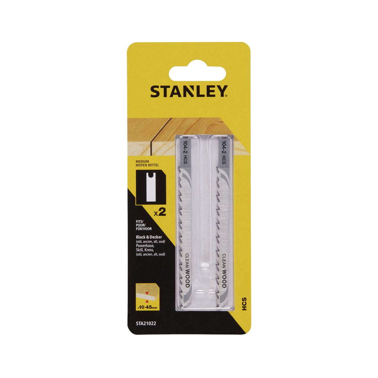 Piranha/stanley sta21022 (x21083) 2 lame legno t/medio att. ad u