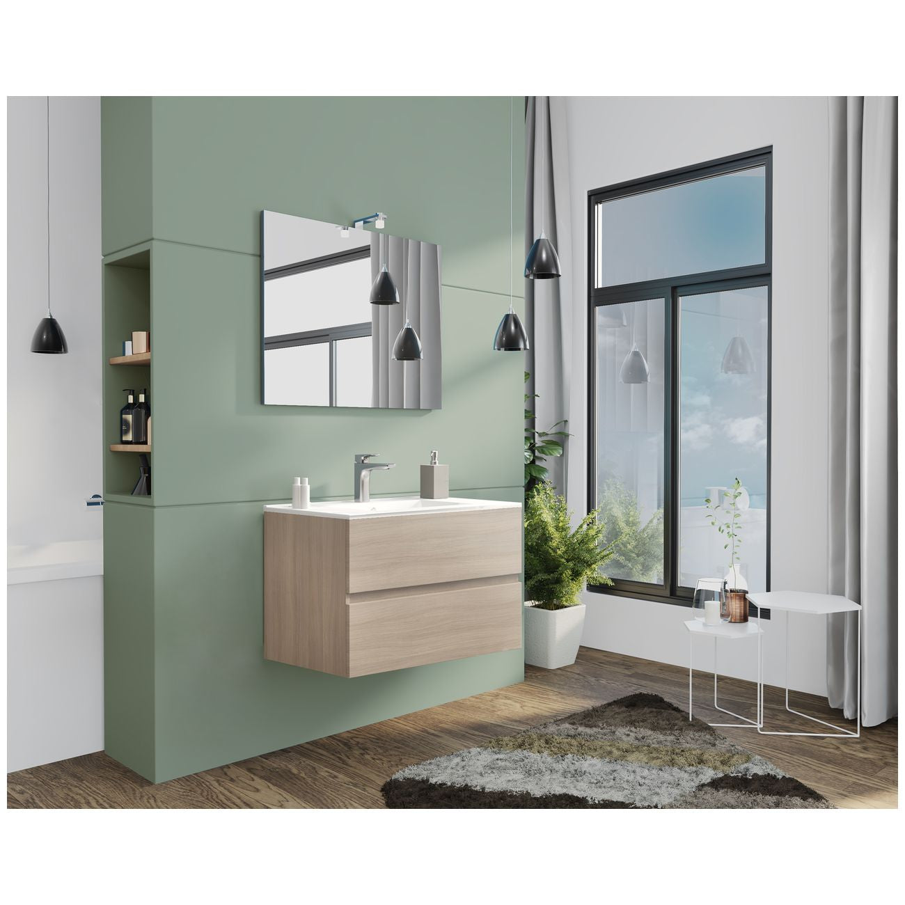 Mobile bagno new splash cm.80 rovere grigio