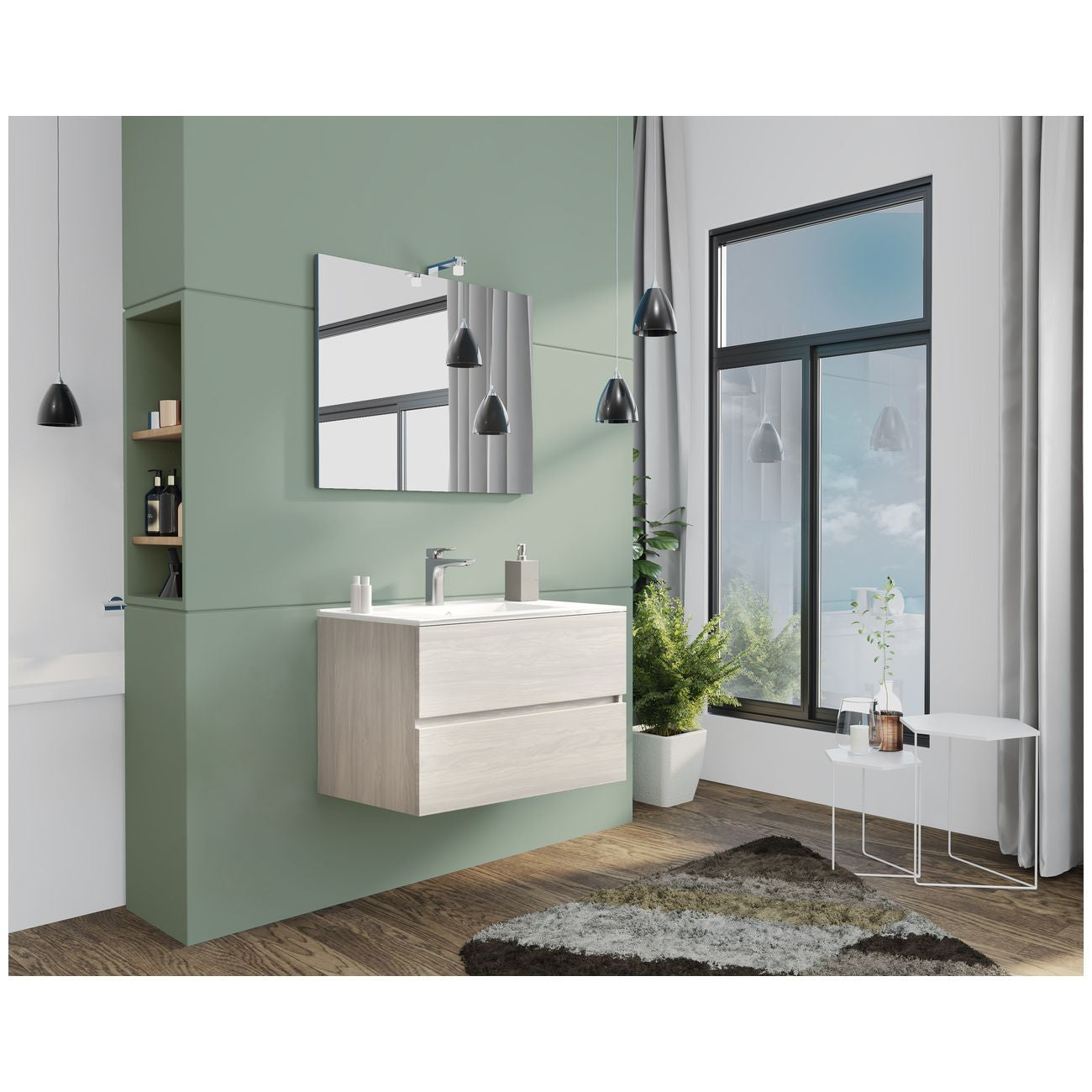 Mobile bagno new splash cm.80 rovere fumo