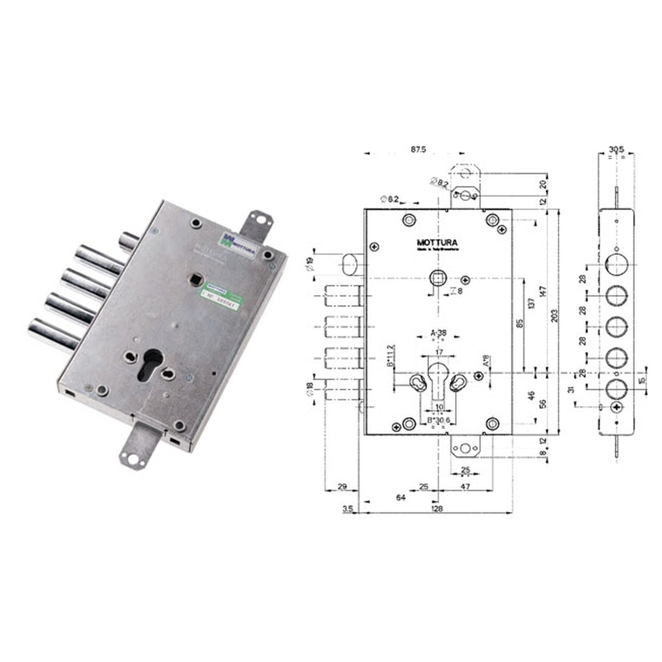 Mottura 89.4515.Masq Serratura Blind Cil Sx